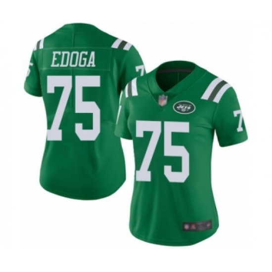Women's New York Jets #75 Chuma Edoga Limited Green Rush Vapor Untouchable Football Jersey - Ujersey