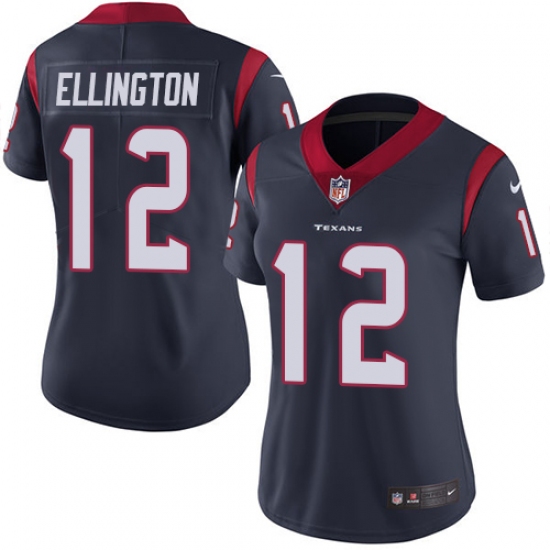 Women's Nike Houston Texans #12 Bruce Ellington Navy Blue Team Color Vapor Untouchable Elite Player NFL Jersey - Ujersey
