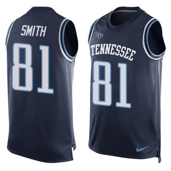 Men's Nike Tennessee Titans #81 Jonnu Smith Limited Navy Blue Player Name & Number Tank Top Tank Top NFL Jersey - Ujersey