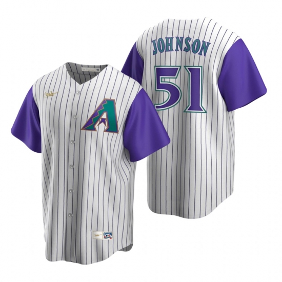 Men's Nike Arizona Diamondbacks #51 Randy Johnson Cream Purple Cooperstown Collection Alternate Stitched Baseball Jersey - Ujersey