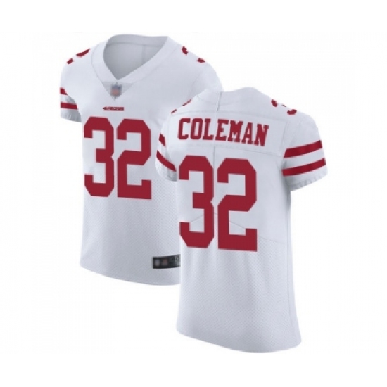 Men's San Francisco 49ers #32 Tevin Coleman White Vapor Untouchable Elite Player Football Jersey - Ujersey