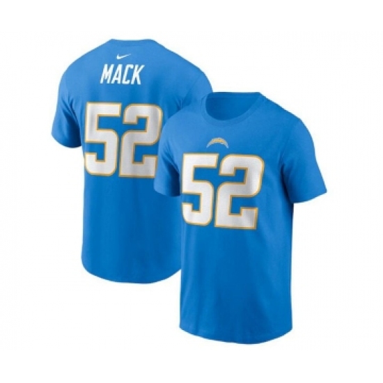 Men's Los Angeles Chargers #52 Khalil Mack 2022 Blue Name & Number T-Shirt - Ujersey