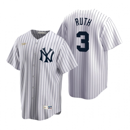 Men's Nike New York Yankees #3 Babe Ruth White Cooperstown Collection Home Stitched Baseball Jersey - Ujersey