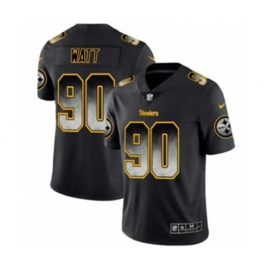 Men Pittsburgh Steelers #90 T.J. Watt Black Smoke Fashion Limited Jersey - ujerseystore