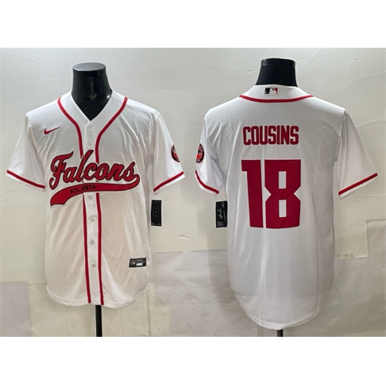 Men's Atlanta Falcons #18 Kirk Cousins White With Cool Base Stitched Baseball Jersey - Ujersey