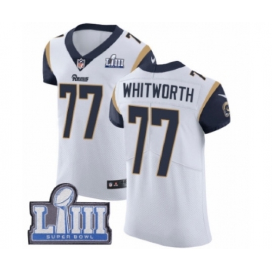 Men's Nike Los Angeles Rams #77 Andrew Whitworth White Vapor Untouchable Elite Player Super Bowl LIII Bound NFL Jersey - Ujersey
