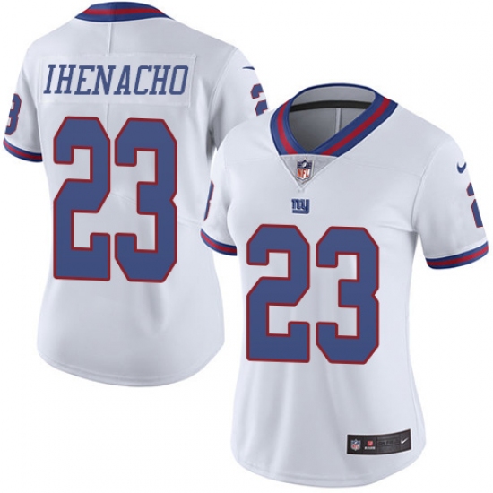 Women's Nike New York Giants #23 Duke Ihenacho Limited White Rush Vapor Untouchable NFL Jersey - Ujersey