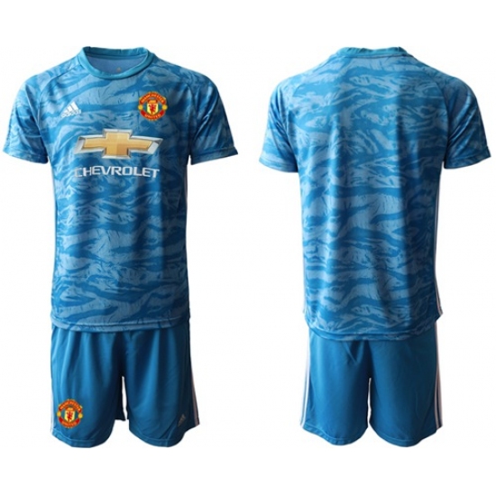 Manchester United Blank Light Blue Goalkeeper Soccer Club Jersey