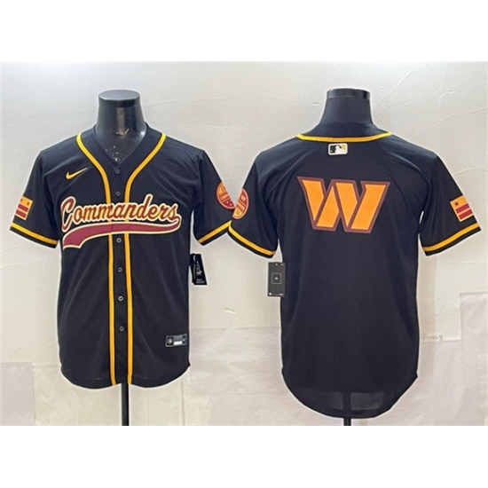 Men's Washington Commanders Team Big Logo Black Limited Stitched Baseball Jersey - Ujersey
