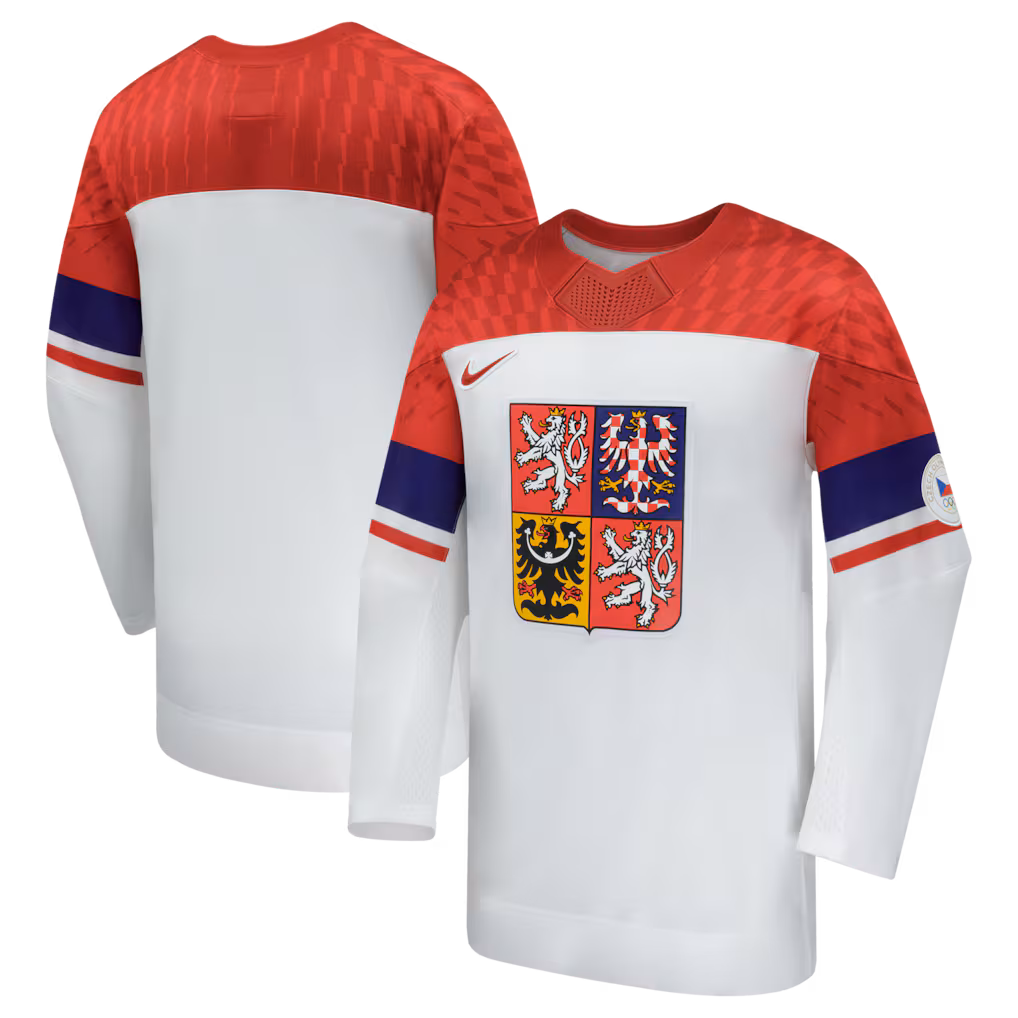 Men's Czech Republic Hockey Nike White 2026 Home Replica Jersey - Ujersey Shop