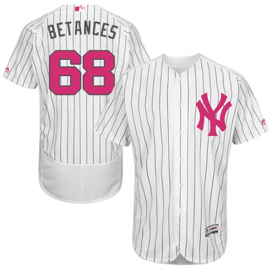 Men's Majestic New York Yankees #68 Dellin Betances Authentic White 2016 Mother's Day Fashion Flex Base MLB Jersey - Ujersey