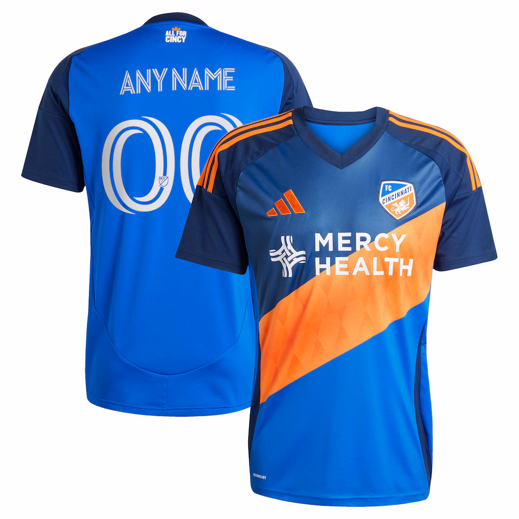 Men's FC Cincinnati adidas Blue 2025 Orange and Blue Legacy Kit Replica Custom Jersey