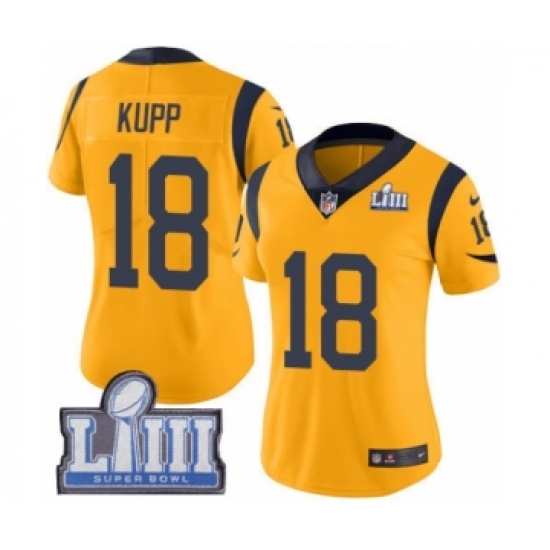 Women's Nike Los Angeles Rams #18 Cooper Kupp Limited Gold Rush Vapor Untouchable Super Bowl LIII Bound NFL Jersey - Ujersey