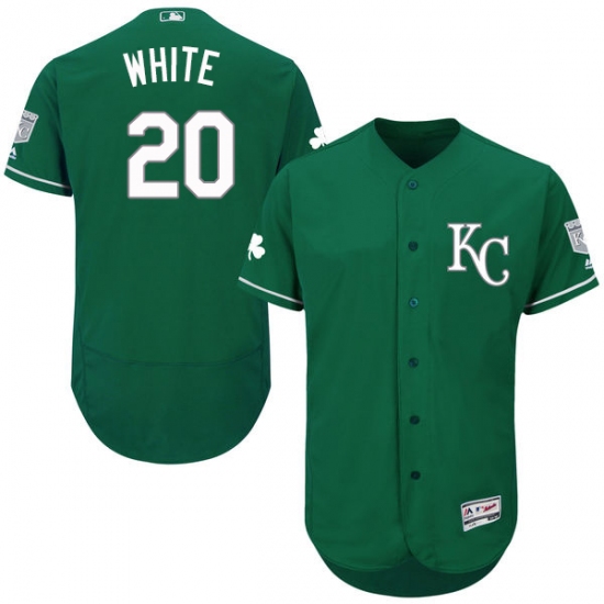 Men's Majestic Kansas City Royals #20 Frank White Green Celtic Flexbase Authentic Collection MLB Jersey