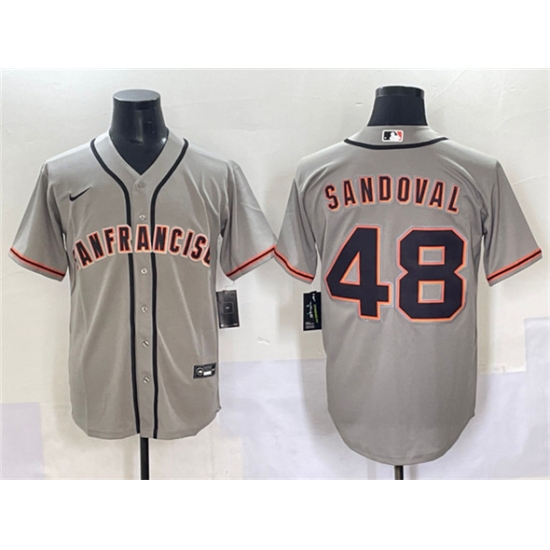 Men's San Francisco Giants #48 Pablo Sandoval Gray Cool Base Stitched Baseball Jersey