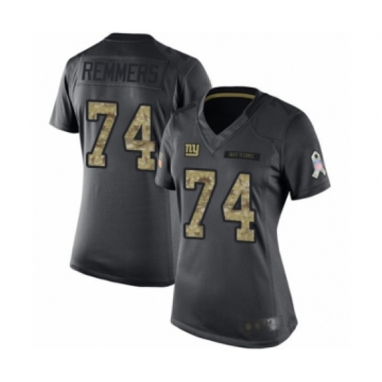 Women's New York Giants #74 Mike Remmers Limited Black 2016 Salute to Service Football Jersey - Ujersey