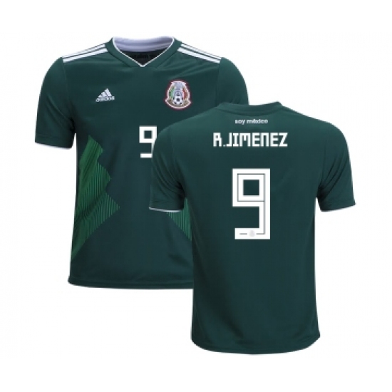Mexico #9 R.Jimenez Home Kid Soccer Country Jersey