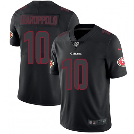 Men's Nike San Francisco 49ers #10 Jimmy Garoppolo Limited Black Rush Impact NFL Jersey - Ujersey
