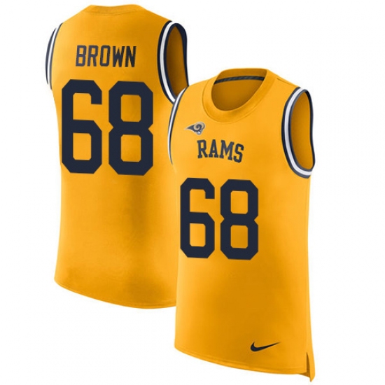 Men's Nike Los Angeles Rams #68 Jamon Brown Limited Gold Rush Player Name & Number Tank Top NFL Jersey - Ujersey
