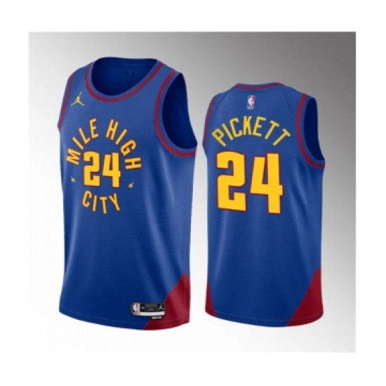 Men's Denver Nuggets #24 Jalen Pickett Blue 2023 Draft Statement Edition Stitched Basketball Jersey - Ujersey