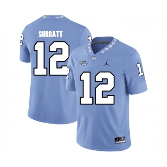 North Carolina Tar Heels 12 Chazz Surratt Blue College Football Jersey - Ujersey