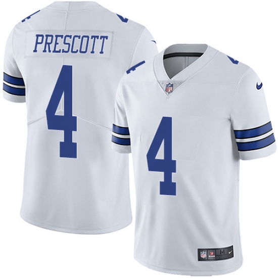 Men's Nike Dallas Cowboys #4 Dak Prescott White Vapor Untouchable Limited Player NFL Jersey - Ujersey