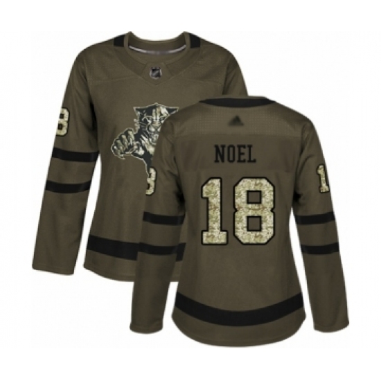 Women's Florida Panthers #18 Serron Noel Authentic Green Salute to Service Hockey Jersey - Ujersey