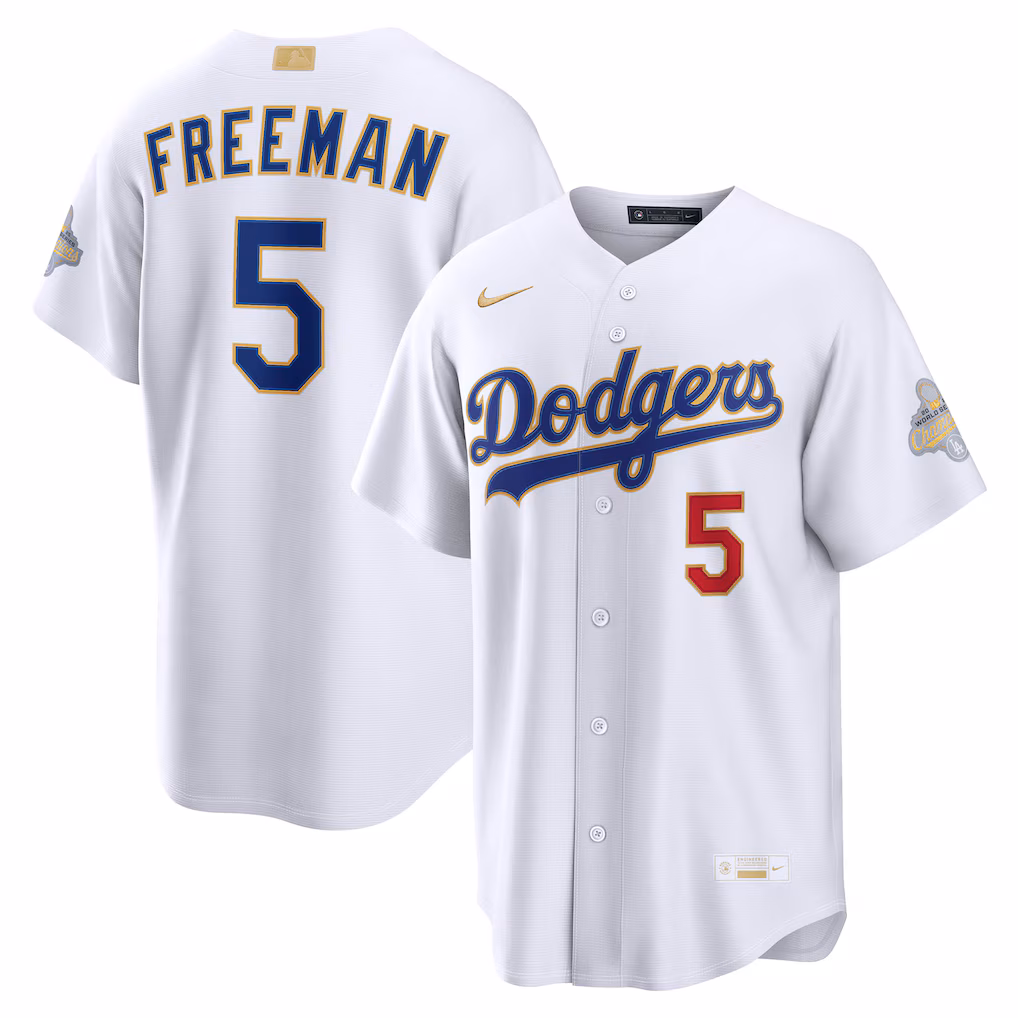 Men's Los Angeles Dodgers Freddie Freeman Nike White 2026 Gold Collection Stadium Jersey - SUjersey01
