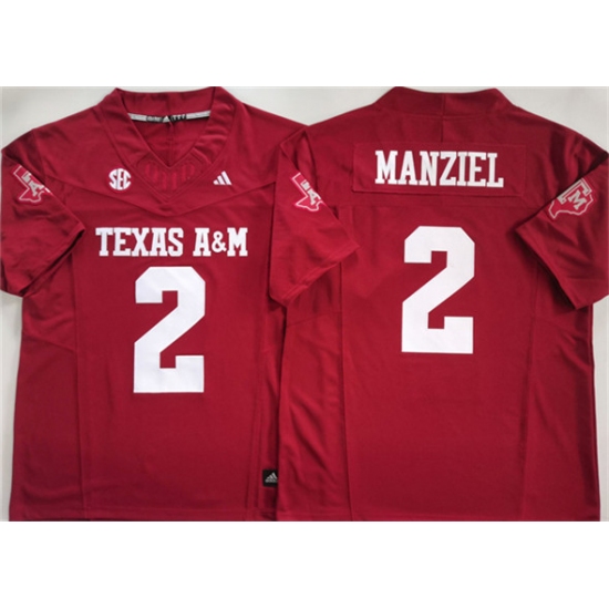 Men's Texas A&M Aggies Lions #2 Johnny Manziel Red 2025 F.U.S.E. Stitched Jersey - Ujersey