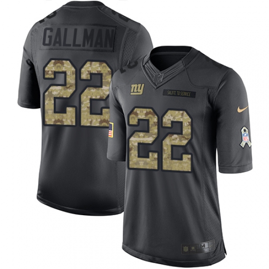 Men's Nike New York Giants #22 Wayne Gallman Limited Black 2016 Salute to Service NFL Jersey - Ujersey
