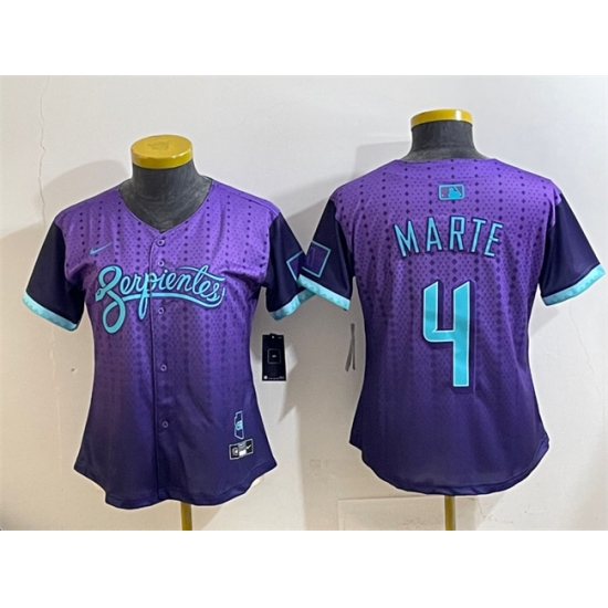 Women's Arizona Diamondbacks #4 Ketel Marte Purple 2025 City Connect Limited Stitched Baseball Jersey(Run Small) - Ujersey