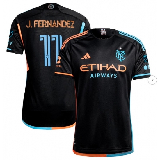 Men's New York City FC Julian Fernandez adidas Black 2024 24 7 Kit Authentic Player Jersey - Ujersey