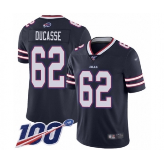 Men's Buffalo Bills #62 Vladimir Ducasse Limited Navy Blue Inverted Legend 100th Season Football Jersey - Ujersey