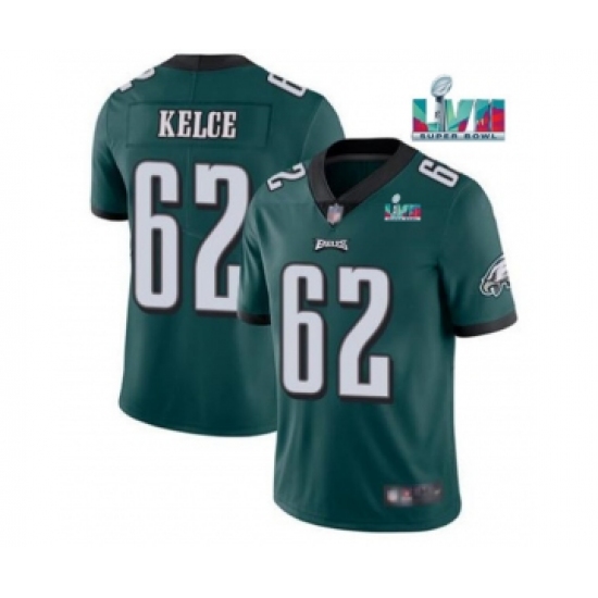 Men's Philadelphia Eagles #62 Jason Kelce Green Super Bowl LVII Patch Vapor Untouchable Limited Stitched Jersey - Ujersey