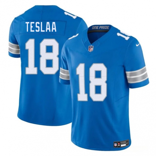 Men's Detroit Lions #18 Isaac TeSlaa Blue 2025 Draft F.U.S.E. Vapor Limited Football Stitched Jersey - Ujersey