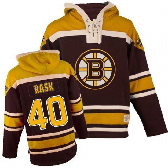 Men's Old Time Hockey Boston Bruins #40 Tuukka Rask Premier Black Sawyer Hooded Sweatshirt NHL Jersey - Ujersey