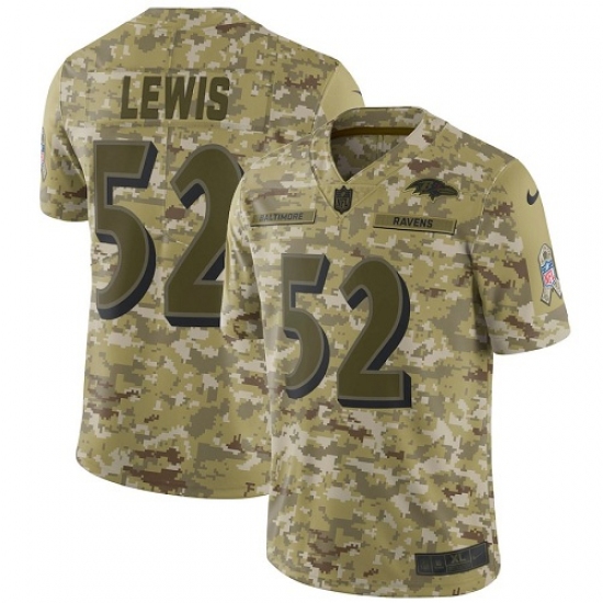 Youth Nike Baltimore Ravens #52 Ray Lewis Limited Camo 2018 Salute to Service NFL Jersey