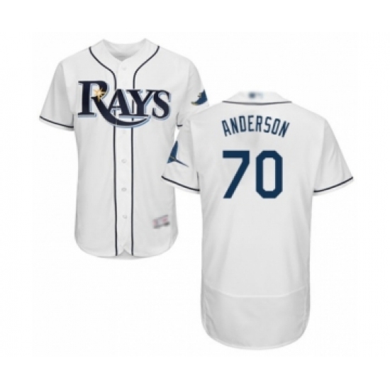 Men's Tampa Bay Rays #70 Nick Anderson Home White Home Flex Base Authentic Collection Baseball Player Jersey - Ujersey
