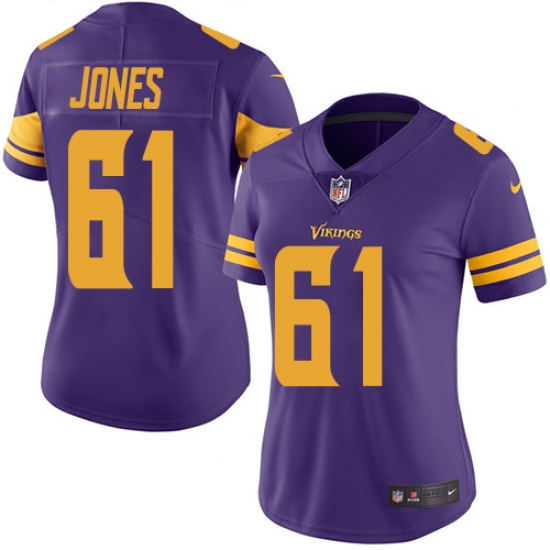 Women's Nike Minnesota Vikings #61 Brett Jones Limited Purple Rush Vapor Untouchable NFL Jersey - Ujersey