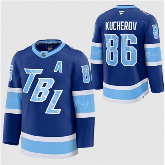 Men's Tampa Bay Lightning #86 Nikita Kucherov Blue 2026 Stadium Series Stitched Jersey - Ujersey