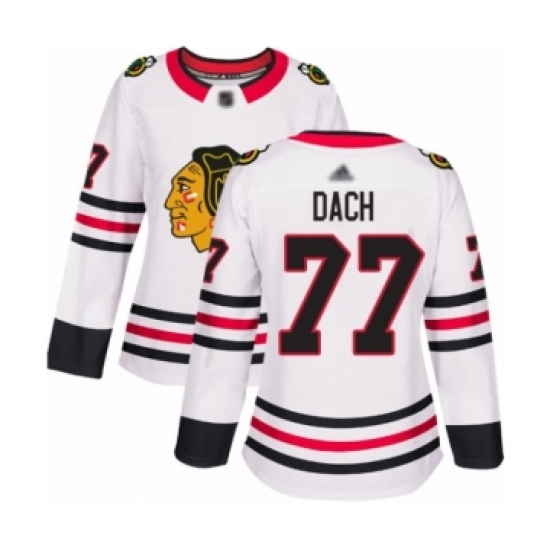 Women's Chicago Blackhawks #77 Kirby Dach Authentic White Away Hockey Jersey - Ujersey