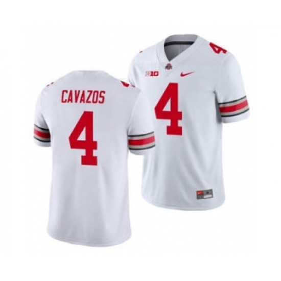 Men's Ohio State Buckeyes Lejond Cavazos 4 White Game Football Jersey - Ujersey