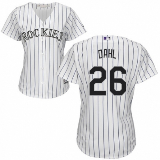 Women's Majestic Colorado Rockies #26 David Dahl Replica White Home Cool Base MLB Jersey - Ujersey