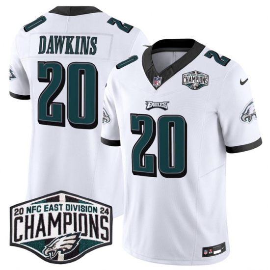 Men's Philadelphia Eagles #20 Brian Dawkins White 2024 NFC East Champions F.U.S.E. Vapor Untouchable Limited Stitched Football Jersey - Ujersey