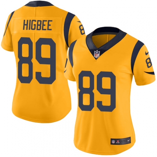 Women's Nike Los Angeles Rams #89 Tyler Higbee Limited Gold Rush Vapor Untouchable NFL Jersey - Ujersey