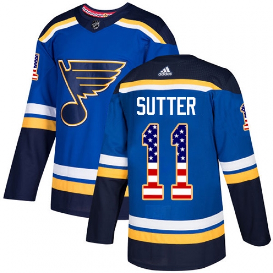 Youth Adidas St. Louis Blues #11 Brian Sutter Authentic Blue USA Flag Fashion NHL Jersey - Ujersey