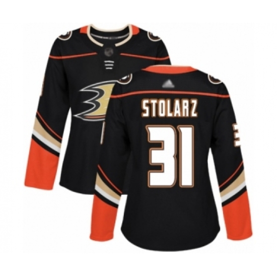 Women's Anaheim Ducks #31 Anthony Stolarz Authentic Black Home Hockey Jersey - Ujersey