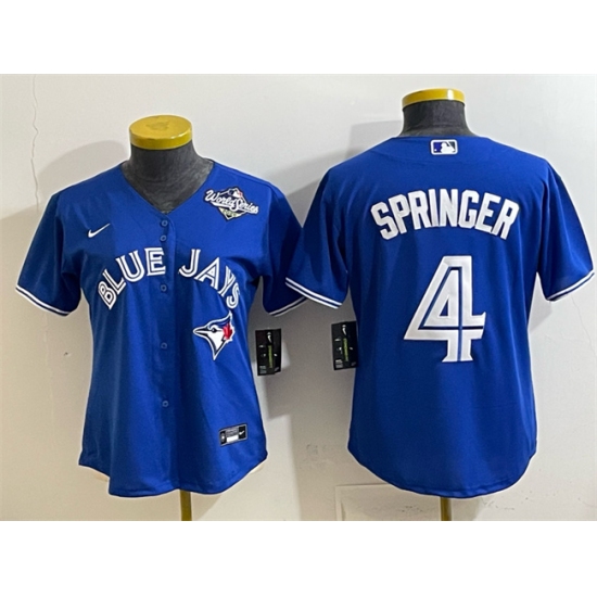 Women's Toronto Blue Jays #4 George Springer Royal 2025 World Series Cool Base Stitched Baseball Jersey(Run Small) - Ujersey