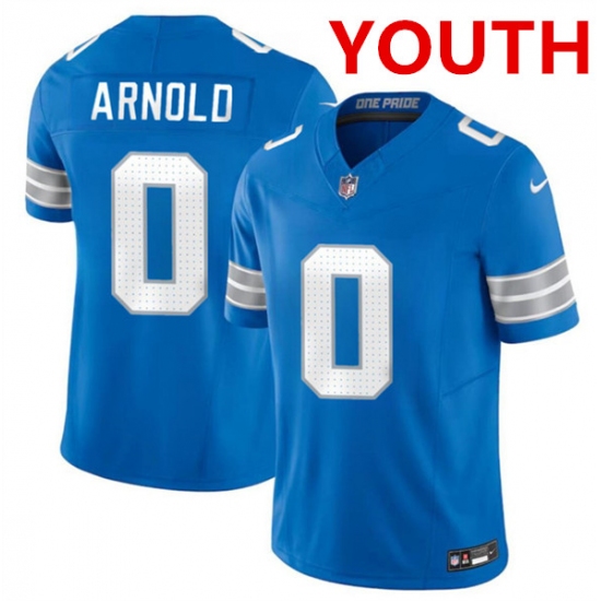 Youth Detroit Lions #0 Terrion Arnold Blue 2024 Draft F.U.S.E. Vapor Untouchable Limited Football Stitched Jersey - Ujersey