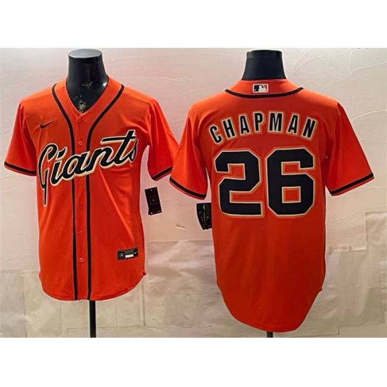 Men's San Francisco Giants #26 Matt Chapman Orange Cool Base Stitched Baseball Jersey